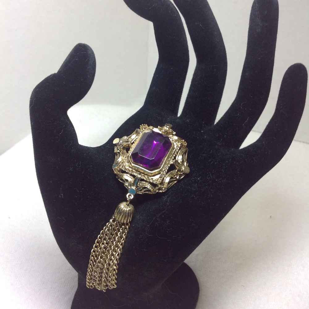 Vintage Purple Stone Brooch - Picture 2 of 5
